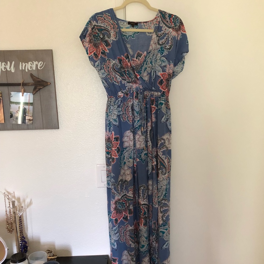 Blue floral/paisley maxi dress